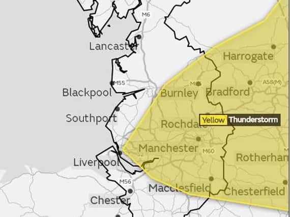 The yellow weather warning affects parts of Lancashire