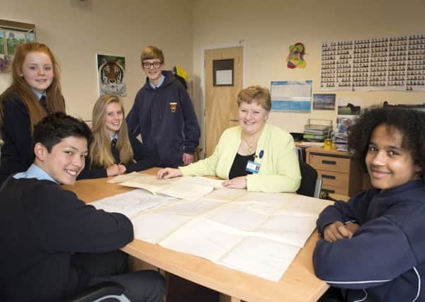 Gill Jackson with pupils  at Archbishop Temple CE High Scho