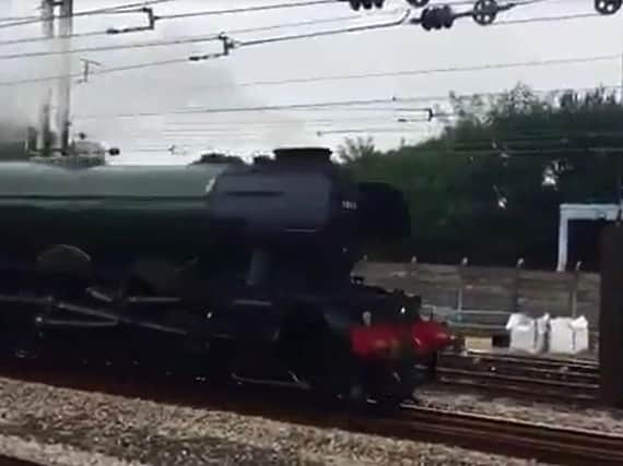 The Flying Scotsman at Preston railway station. Photo and video courtesy of Louise Gooch