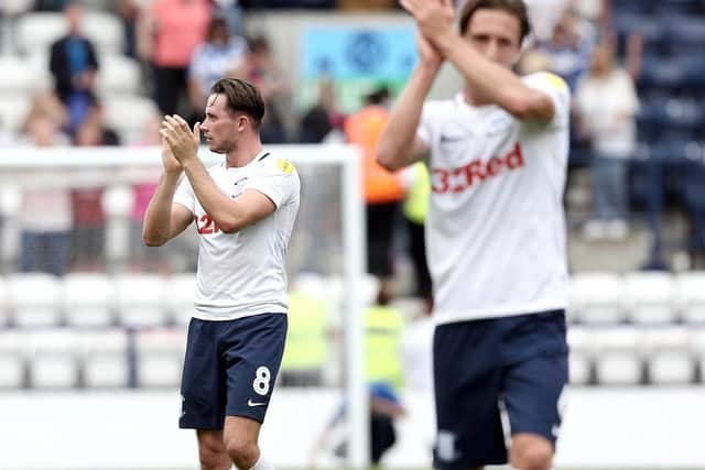 Ben Davies and match-winner Alan Browne celebrate PNE's opening day win over QPR