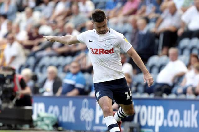 Andrew Hughes in action on his Preston debut against QPR