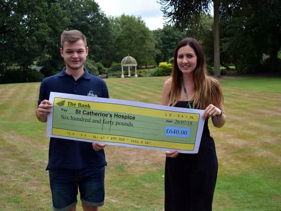 Ben Rutter from the PAR Group with St Catherines Hospice fundraiser Hayley Jackson