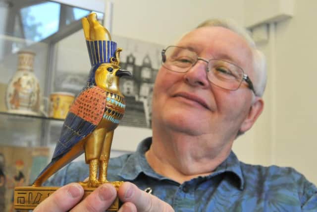 Bill Nolan Wigan's Horus Egyptology Society with various Egyptian artifacts on display at Adlington Library (Photos: Michelle Adamson/Johnston Press)