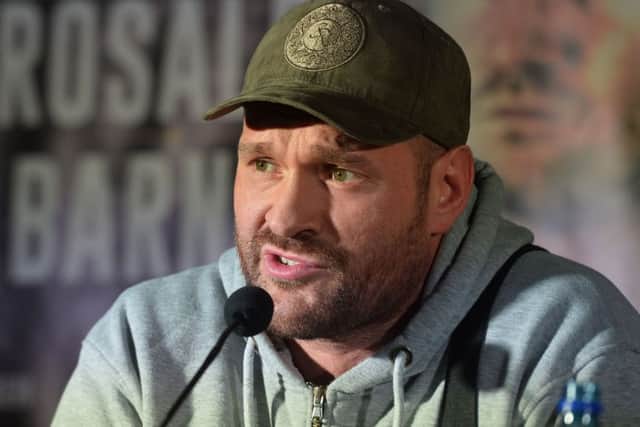 Tyson Fury during a press conference at Windsor Park.
 Picture: Colm Lenaghan/Pacemaker
