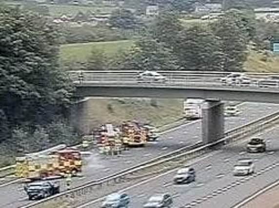 Emergency services tackle the blaze on the M6