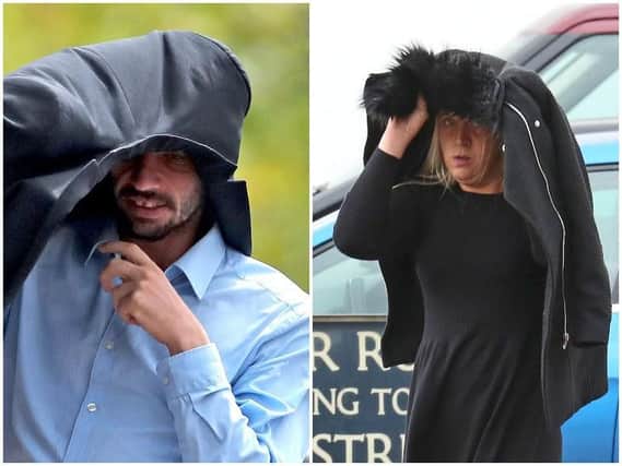 Michael Thornton and Hayley Eldridge at Maidstone Crown Court, the couple are facing jail after their banned pitbull-type dog mauled and severely injured a toddler in a playpark. Photo credit: Gareth Fuller/PA Wire