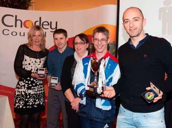 Paralympian Graeme Ballard, second from right, and Coun Bev Murray, central, pictured with winners at a previous ceremony