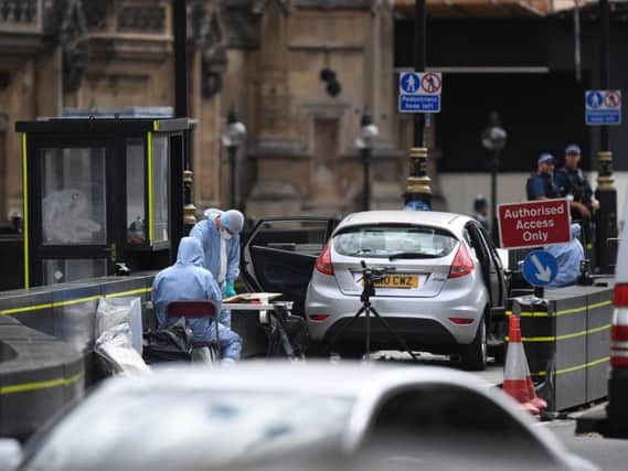 The scene in Westminster yesterday after the attack