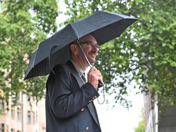 Richard Sivier leaving Westminster Magistrates' Court following allegations of upskirting near Buckingham Palace. Photo credit: Kirsty O'Connor/PA Wire