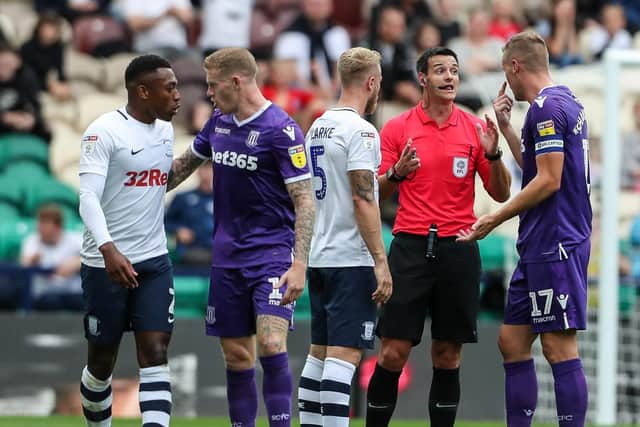 Tempers fray during the first half of PNE's clash with Stoke