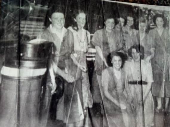 Doreen McGuinness (front row left) at Coppull Spinning Mill in 1953