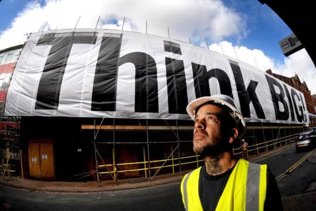 The 'Think Big' sign in Preston City Centre