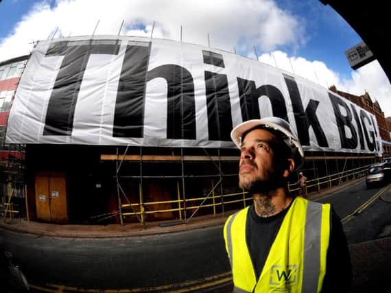 The 'Think Big' sign in Preston City Centre