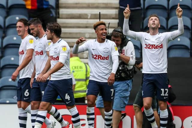 Paul Gallagher celebrates scoring from the spot against Stoke shortly after his elbow on Joe Allen