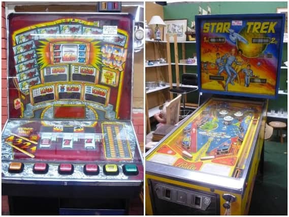 This slottie is available at GB Antiques for 35 while the Star Trek pinball machine is on sale for 500