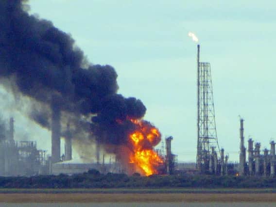 Stanlow oil refinery, in Ellesmere Port, Cheshire, which has been evacuated after firefighters were called at 2.16pm on Wednesday to reports of a fire.