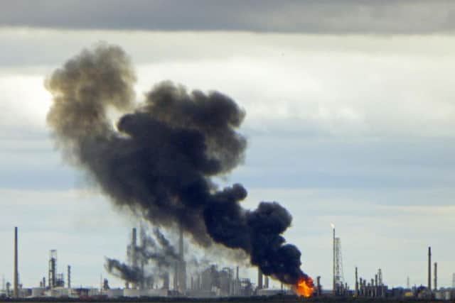 Stanlow oil refinery, in Ellesmere Port, Cheshire, which has been evacuated after firefighters were called at 2.16pm on Wednesday to reports of a fire.