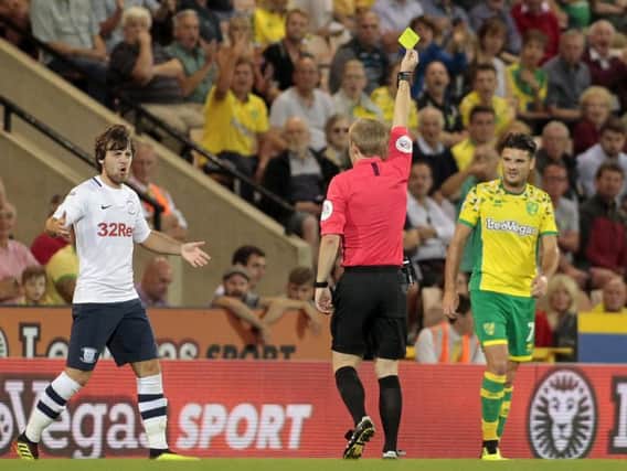 Ben Pearson picks up a yellow card at Norwich on Wednesday night