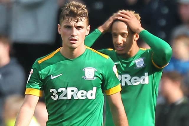 Ryan Ledson and Callum Robinson show their disappointment during the defeat at Derby on Saturday