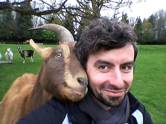 A goat with Dr Christian Nawroth