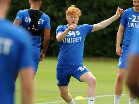 Ben Pringle in action during pre-season training at Springfields