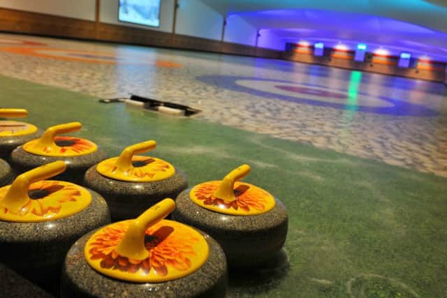 Curling rink at The Flower Bowl, a new entertainment centre has opened with a curing rink, ten pin bowling, three-screen cinema, indoor crazy golf and other attractions at Barton Grange Garden Centre, Preston.