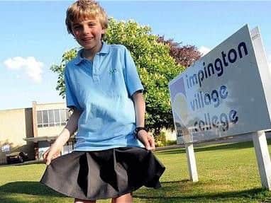 In 2011, Chris Whitehead wore a skirt in protest at his school's policy of making boys wear long trousers in the summer