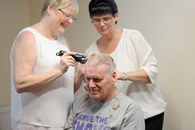 Frank Hogarth gets his head shaved for charity at the Royal British Legion in Lostock Hall