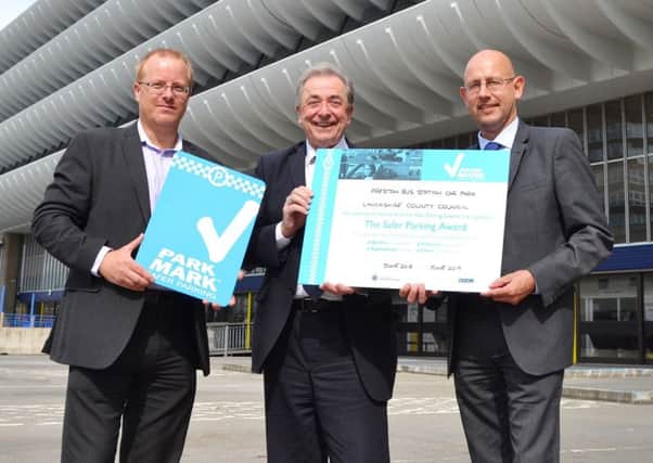 Left to right, Peter Bell, Lancashire County Council's Regulation and Enforcement Manager; County Councillor Keith Iddon, Cabinet member for highways and transport; and Mark Osmond from the British Parking Association.
