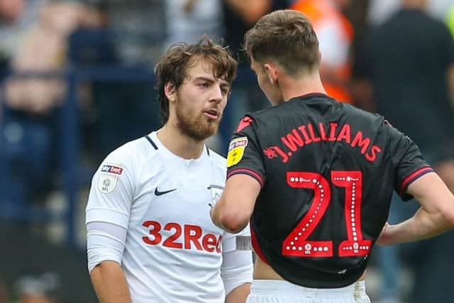 Preston North End's Ben Pearson was red carded after the final whistle against Bolton