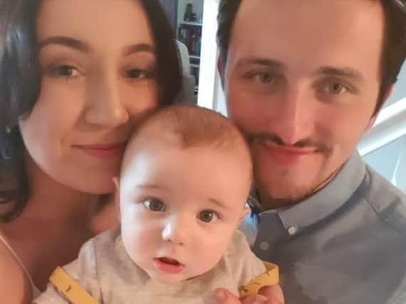 Proud parents Daniel Parkinson and Melanie Hardinge with baby Ronan