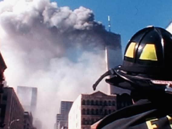 A haunting image of the September 11 attacks in 2001