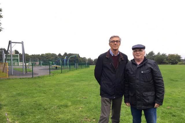 Longridge mayor Coun Paul Byrne and Deputy Mayor Coun Steve Ashcroft at the Kestor Lane recreation ground