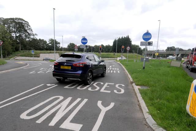 The new bus lane at the end of Garstang Road in Broughton, Preston, which is catching motorists despite clear signage