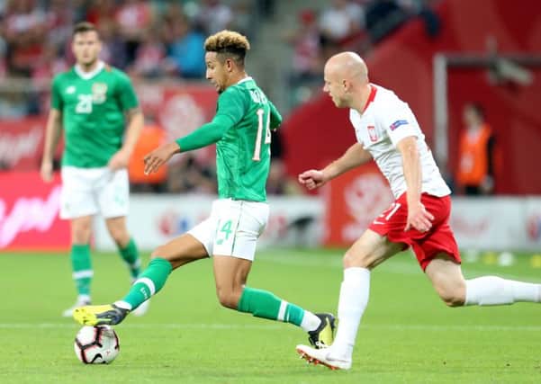 PNE's Callum Robinson in action for the Republic of Ireland against Poland on Tuesday night
