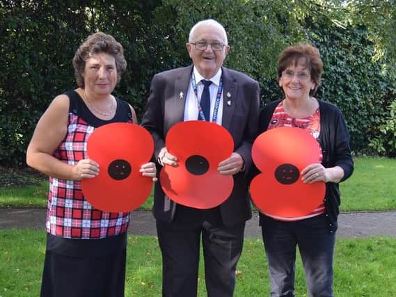 L-R: Sandra Sherliker, Mr Michael Turner from the Royal British Legion, and Jean Rutherford