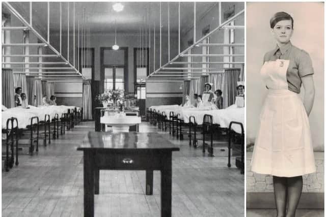 Inside the wards at Sharoe Green and, right, author Jane Dean in her younger days