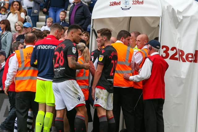 Players head for the tunnel after PNE's clash with Bolton
