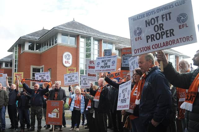 Blackpool FC supporters gathered outside the English Football League's (EFL) headquarters in Preston to protest about the continuing ownership of the club by the Oyston family (Photos: Rob Lock/Johnston Press)