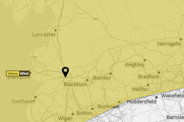 Yellow weather warning for wind for Lancashire