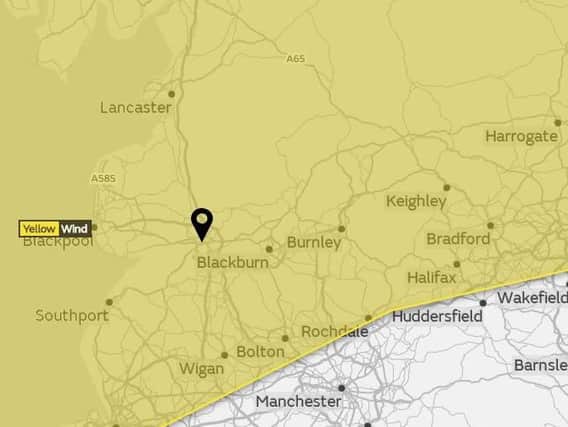 Yellow weather warning for wind for Lancashire
