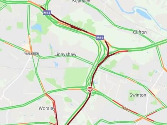 Severe delays on the M61 and M60 (Image: Google Maps)