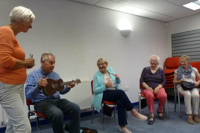 Singing for Wellbeing is their beacon project and is a lively workshop session held on Tuesday market days at 1.30pm in the Galloways Centre.