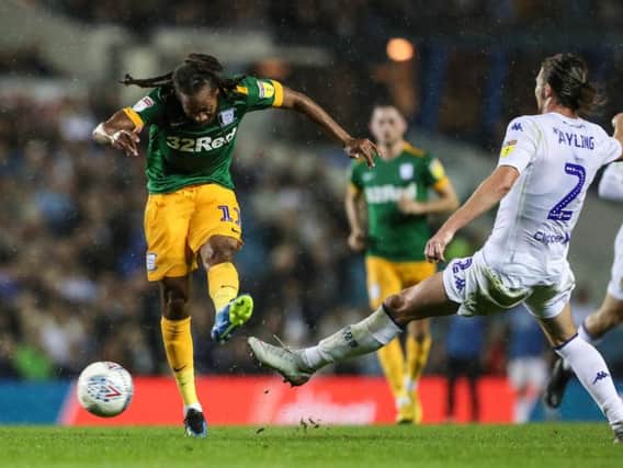 Daniel Johnson battles for the ball