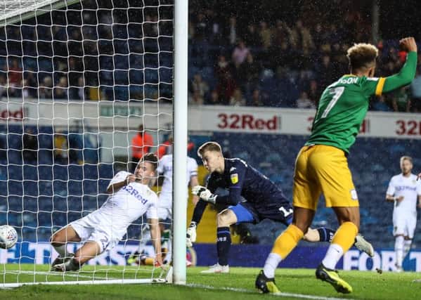 Callum Robinson sees a goal ruled out for offside at Elland Road