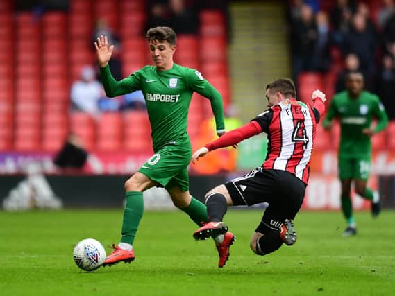 Josh Harrop in action during PNE's win at Bramall Lane in April
