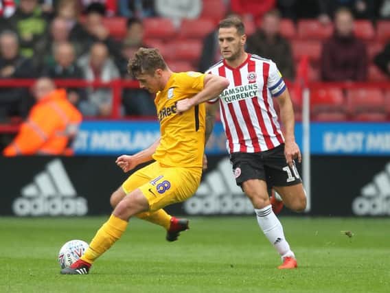Ryan Ledson in action on his return to the Preston side at Bramall Lane