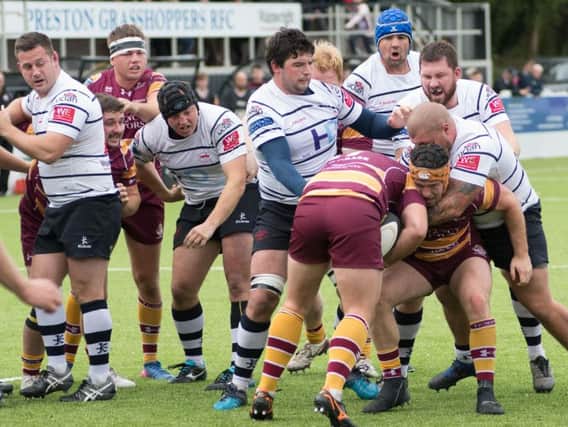 match action from Preston Grasshoppers clash against Sedgley Park Tigers
(Photo Mike Craig)