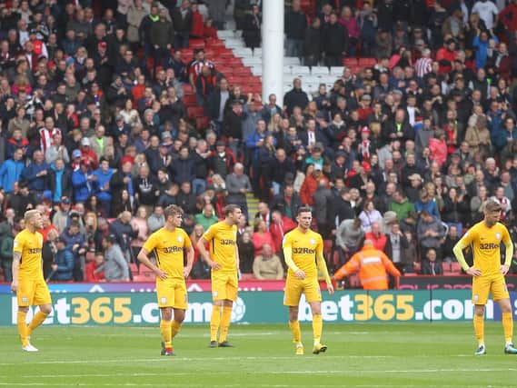 PNE players can't believe it after conceding a late goal against Sheffield United