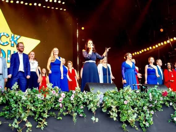 Members of the Rock Choir in Chorley, Wigan, St Helens, Preston at BBC Proms in the Park, in Londons Hyde Park.Photo by www.tranquilsoulphotography.co.uk